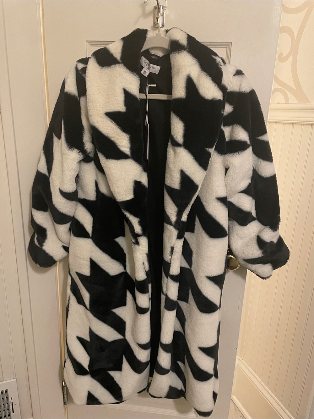 Black & White Faux Fur Oversized Coat